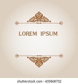 Vector vintage border frame engraving with retro ornament pattern in antique rococo style decorative design
