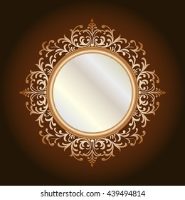 Vector vintage border frame engraving with retro ornament pattern in antique rococo style decorative design
