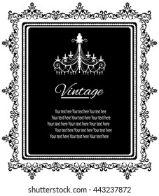 vector vintage border frame engraving with retro ornament pattern in antique baroque style decorative design