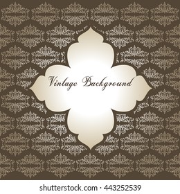 Vector vintage border frame engraving with retro ornament pattern in antique rococo style decorative design
