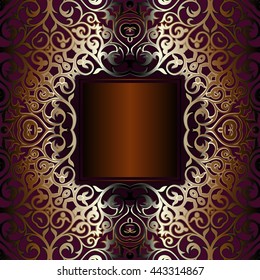 Vector vintage border frame engraving with retro ornament pattern in antique rococo style decorative design