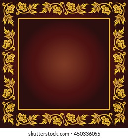 Vector vintage border frame engraving with retro ornament pattern in antique rococo style decorative design

