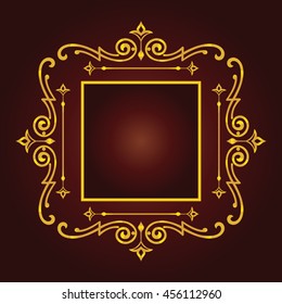 Vector vintage border frame engraving with retro ornament Vector illustration
