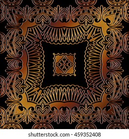 Vector vintage border frame engraving with retro ornament pattern in antique rococo style decorative design