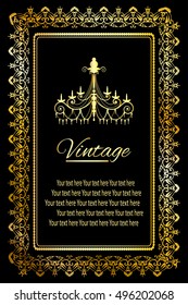vector vintage border frame engraving with retro ornament pattern in antique baroque style decorative design