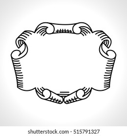 Vector vintage border frame engraving in antique style. Circular cartouche with central white copyspace for text