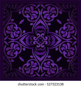 Vector vintage border frame engraving with retro ornament pattern in antique rococo style decorative design