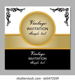 Vector vintage border frame engraving with retro ornament pattern in antique rococo style decorative design
