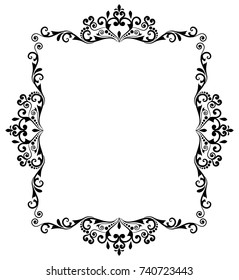 vector vintage border frame engraving with retro ornament pattern in antique baroque style decorative design