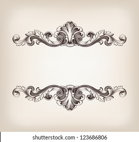 Vector Vintage Border  Frame Filigree Engraving  With Retro Ornament Pattern In Antique Baroque Style Ornate Decorative Antique Calligraphy Design