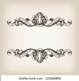 vector vintage border  frame filigree engraving  with retro ornament pattern in antique baroque style ornate decorative antique calligraphy design