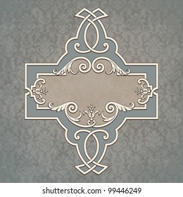 Vector vintage border frame grunge background retro ornament pattern baroque style decorative design