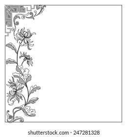 Vector vintage border frame with lily