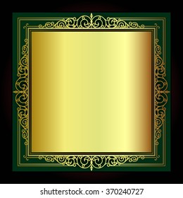 Vector vintage border frame logo engraving with retro ornament pattern in antique rococo style decorative design
