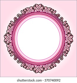 Vector vintage border frame logo engraving with retro ornament pattern in antique rococo style decorative design
