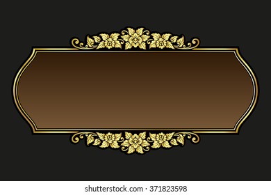  Vector vintage border frame logo engraving with retro ornament pattern in antique rococo style decorative design
