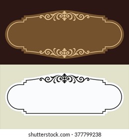 Vector vintage border frame logo engraving with retro ornament pattern in antique rococo style decorative design
