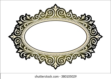  Vector vintage border frame logo engraving with retro ornament pattern in antique rococo style decorative design