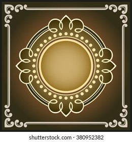 Vector vintage border frame logo engraving with retro ornament pattern in antique rococo style decorative design

