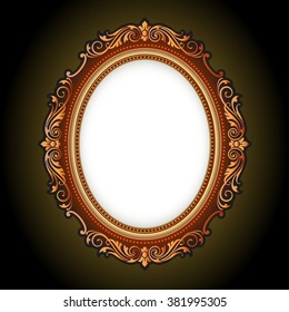 Vector vintage border frame logo engraving with retro ornament pattern in antique rococo style decorative design