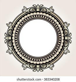 Vector vintage border frame logo engraving with retro ornament pattern in antique rococo style decorative design