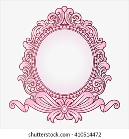 Vector vintage border frame logo engraving with retro ornament pattern in antique rococo style decorative design

