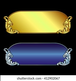 Vector vintage border frame logo engraving with retro ornament pattern in antique rococo style decorative design
