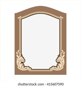 Vector vintage border frame logo engraving with retro ornament pattern in antique rococo style decorative design
