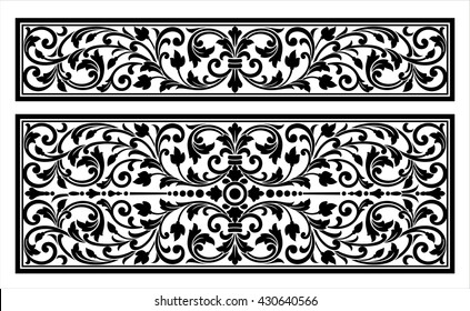 Vector Vintage Border Frame Logo Engraving With Retro Ornament Pattern In Antique Rococo Style Decorative Design

