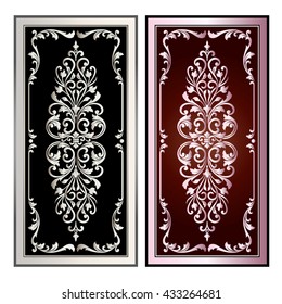  Vector vintage border frame logo engraving with retro ornament pattern in antique rococo style decorative design