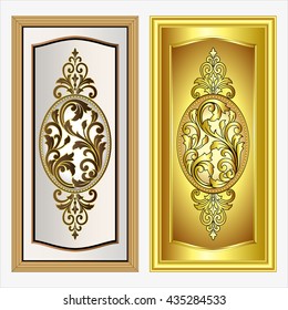  Vector vintage border frame logo engraving with retro ornament pattern in antique rococo style decorative design