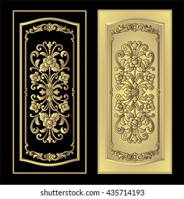 Vector vintage border frame logo engraving with retro ornament pattern in antique rococo style decorative design