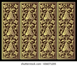 Vector vintage border frame logo engraving with retro ornament pattern in antique rococo style decorative design