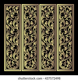 Vector vintage border frame logo engraving with retro ornament pattern in antique rococo style decorative design
