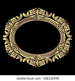 Vector vintage border frame logo engraving with retro ornament pattern in antique rococo style decorative design
