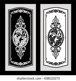 Vector vintage border frame logo engraving with retro ornament pattern in antique rococo style decorative design
