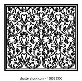 Vector vintage border frame logo engraving with retro ornament pattern in antique rococo style decorative design