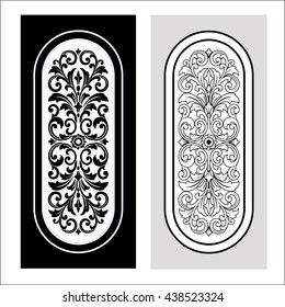 Vector vintage border frame logo engraving with retro ornament pattern in antique rococo style decorative design