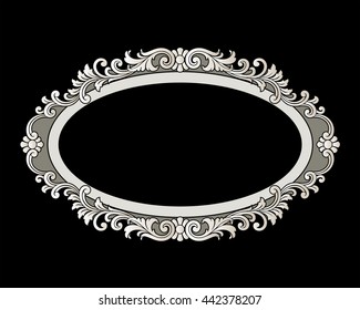 Vector vintage border frame logo engraving with retro ornament pattern in antique rococo style decorative design
