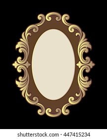Vector vintage border frame logo engraving with retro ornament pattern in antique rococo style decorative design