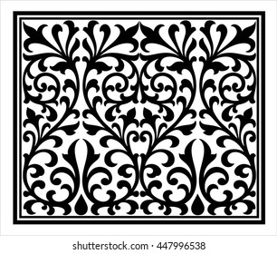 Vector vintage border frame logo engraving with retro ornament pattern in antique rococo style decorative design