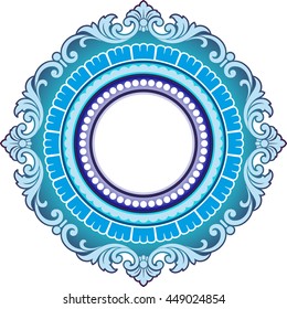Vector vintage border frame logo engraving with retro ornament pattern in antique rococo style decorative design