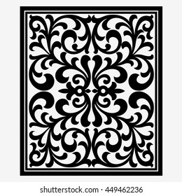 Vector vintage border frame logo engraving with retro ornament pattern in antique rococo style decorative design

