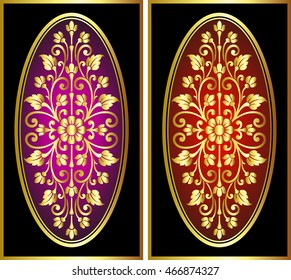 Vector vintage border frame logo engraving with retro ornament pattern in antique rococo style decorative design
