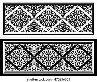 Vector vintage border frame logo engraving with retro ornament pattern in antique rococo style decorative design