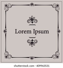 Vector vintage border frame . Ornament pattern decorative design invitation card