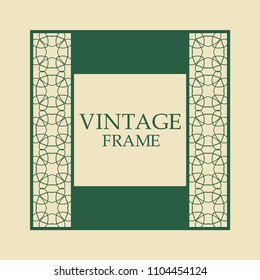Vector vintage border frame with retro ornament pattern. Decorative design