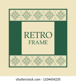 Vector vintage border frame with retro ornament pattern. Decorative design