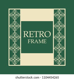 Vector vintage border frame with retro ornament pattern. Decorative design