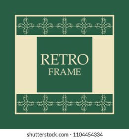 Vector vintage border frame with retro ornament pattern. Decorative design
